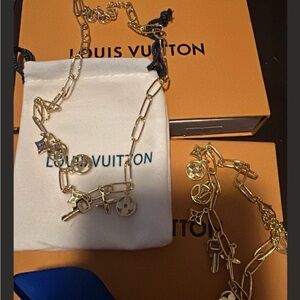 Gold Iconic Monogram Charm Necklace & Bracelet Set